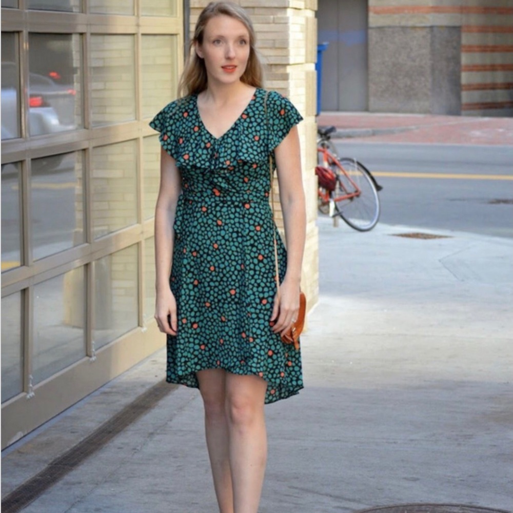 Anthropologie HD In Paris Wrap Ruffle Dress 0
